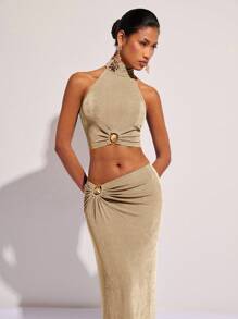 COSMINA Elegante Damen Bluse mit Metall Dekor für den Urlaub, Frühling/Sommer