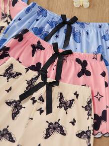 SHEIN 3pcs Young Casual Butterfly Print Camisole Short Pajama Set, Multi-Color Summer Pajama Set Women Pajama Shorts Set Butterfly Pajama Set Bow Pajama Set Summer Pj Sets - Multicolor - View 6