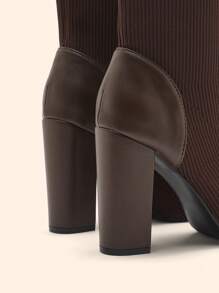 CUCCOO BASICS بوت نصف الساق بكعب متدرج وأصبع قدم مدبب باللون البني الفاتح، أنيقة للذهاب للعمل، الخروج، الحفلات، للنساء - قهوة بني - مشاهدة 4