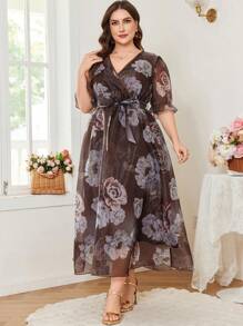 Modelyn Elegant Floral Allover Print Long Dress - Multicolor - View 6
