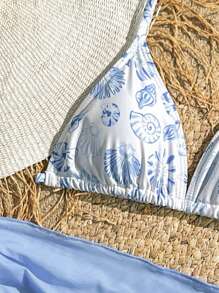 SHEIN 女童可爱碎花分体泳衣套装（印花图案随机） - 彩色 - 查看 3