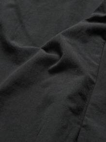 SHEIN Unity Camisa sin mangas con botones y ojales, de unicolor, para verano - Negro - Ver 3