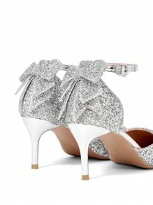 CUCCOO HITCHD 2024 Fashion New Style Elegant High Heels For Women, Sequined Bow Decor One-Buckle Design, Flattering & Slimming For And Vibe And Spring Shoes Spring Break Easter Prom Heels