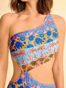 CAJUNI Traje de baño de una pieza con espalda descubierta y estampado, adecuado para la playa/resort - Multicolor - Ver 6