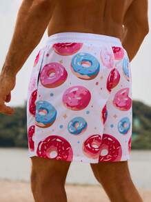 Surfspeed Men's Casual Vacation Beach Printed Drawstring Swim Shorts, Suitable For Summer - White - View 4