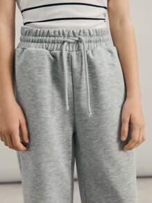 SHEIN Tween Girl Knit Loose Straight Leg Sweatpants