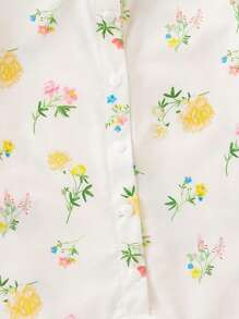 SHEIN Playful Pals 2pcs Baby Girls Cute Ditsy Floral Ribbed Romper With Short Sleeves, Versatile For Spring/Summer Outings Or Everyday Wear, Comfortable & Stylish - Yellow - View 5