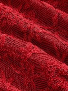 SHEIN MOD 女士露肩长袖前系带修身连衣裙，红色美人鱼蕾丝连衣裙，S码女装，派对礼服，情人节婚礼宾客正式礼服，婚礼宾客礼服 - 酒紅色 - 查看 4