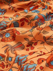 SHEIN Unity Damen-Urlaubskleid mit Pflanzen Muster und Neckholder und asymmetrischem Saum