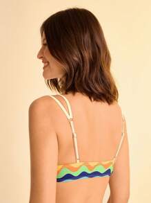 CAJUNI Top de biquíni com estampa tropical feminino - Multicolorido - Ver 2