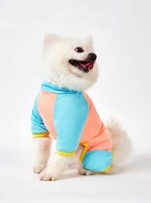PETSIN 橙色休闲透气宠物夏季连体衣，带有 IAMDOGRUNER 图案，轻质，网眼面料，适合户外散步，春夏季 - 橘色 - 查看 4