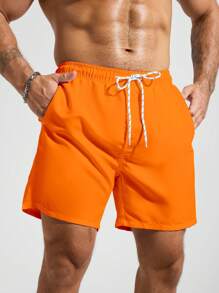 Manfinity Swimmode Men Slant Pockets Drawstring Waist Swim Trunks