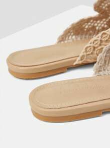 MOTF PREMIUM 2024 NEW ROUND TOE LOW HEEL FLAT SANDALS, SUMMER - Dusty Pink - View 8