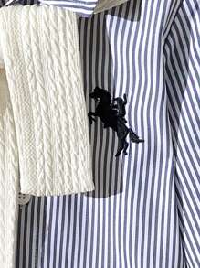 SHEIN Set de 3 piezas ropa casual multifuncional para bebé niño: impermeable, camisa a rayas con cuello y pantalones de cintura elástica, adecuado para ir al trabajo, a la escuela, casual, vacaciones, bodas y otras ocasiones, de 6 meses a 3 años, ropa para niños y bebés