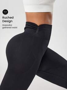 SHEIN Sports 纯色高腰紧身瑜伽裤，适合健身穿着