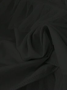 DreamSkyne Đầm lưới xếp lớp cổ tròn không tay thanh lịch, thoải mái, rộng rãi, cỡ lớn cho nữ, váy mùa xuân, đồ đi biển - màu đen - Xem 4