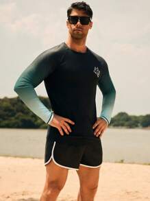 Manfinity VDAYZ Men Ombre Long Sleeve Rashguard, UV Protection Swimwear