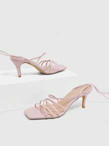 CUCCOO SZL Women's Commute Versatile Strappy Lace-Up High Heel Sandals - Baby Pink - View 5