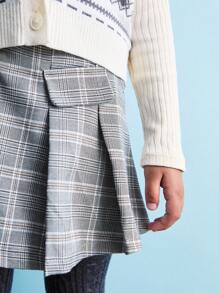 SHEIN Rutiga skolkort med fuskfickor för unga flickor - Multifärgad - Visa 3