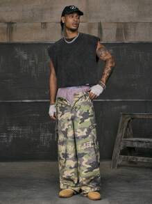 AXEPEAK Men's Loose Knit Tank Top, Suitable For Summer, Streetwear Inspired - Black - View 4