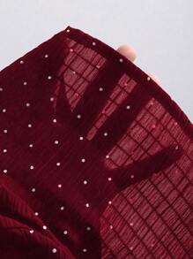 Sweetra Women's Polka Dot Patchwork With Puff Sleeve Lace Trim Tie Front Blouse, Suitable For Spring, Summer, Autumn