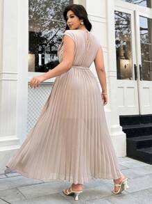 Modelyn Plus Size Sleeveless Solid Color Dress, Fashionable For Summer - Pink - View 2