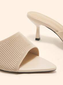 CUCCOO BASICS Pointed Toe Stiletto High Heel Sandals, Sexy & Fashionable Women's Dress Shoes, Elegant & Romantic For Dates, Parties, Gatherings - Apricot - View 9