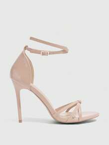 CUCCOO SZL Fashionable Sexy Nude Glossy Material Delicate Strap Combination Ankle Strap Round Toe Thin High Heel Sandals, Suitable For Commuting, Dates, Gatherings, Festivals, Parties, Weddings And Multiple Occasions - Apricot - View 9