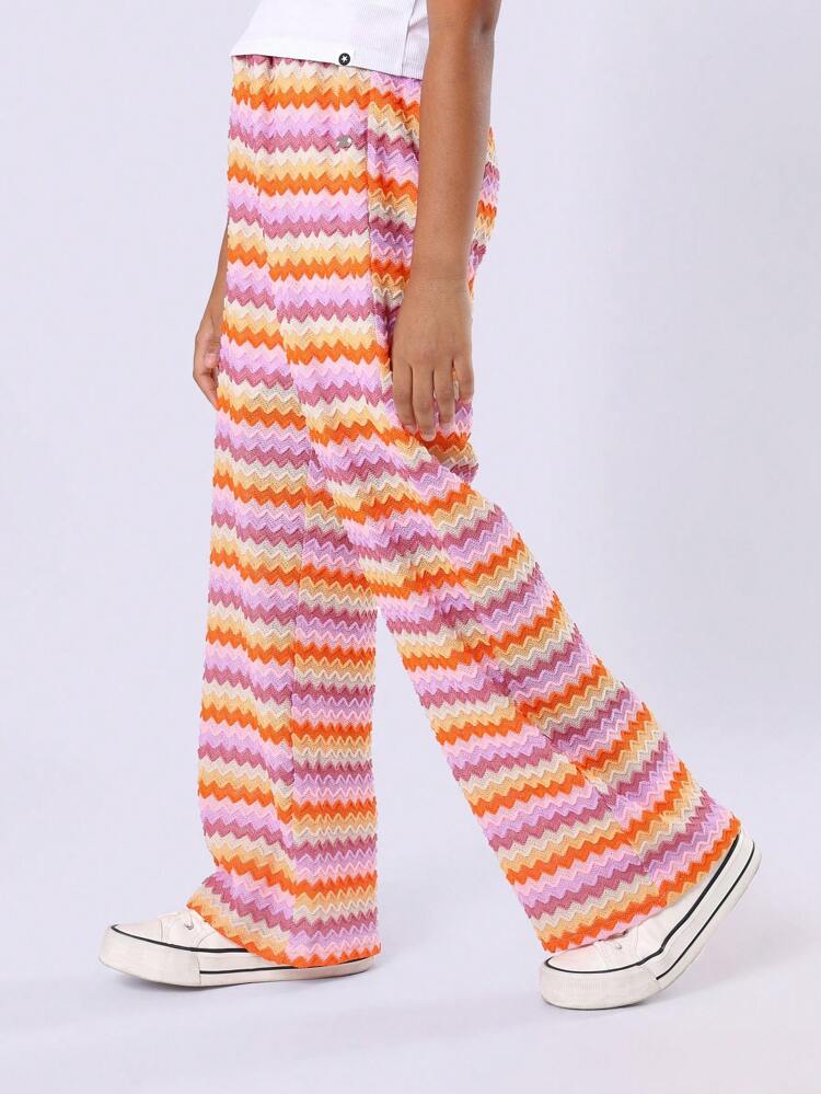 Pantalon large style bohème en tricot à vagues rétro