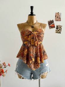 Soleia Canotta donna taglia curvy con stampa su tessuto effetto strutturato