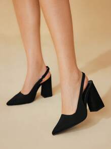 CUCCOO BASICS Damen Mode Schwarz Plateau Absatz Spitze Zehen Riemen Pumps, Einfach Basis für Büro, Date, Party, Festival