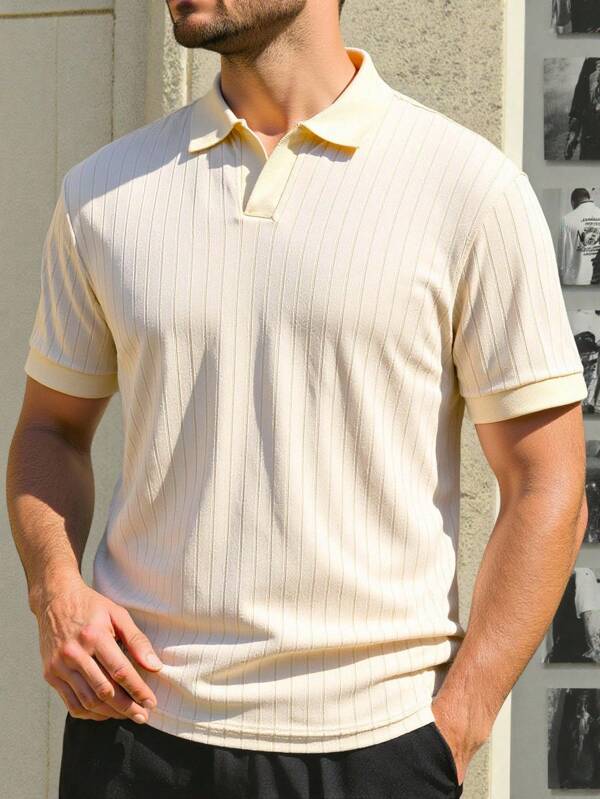 Manfinity Bizformal Men's Summer Casual Solid Color Short Sleeve Polo Shirt