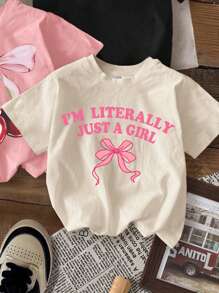 SHEIN Leap Crew Tween Girls Casual Simple Cartoon Pattern 3-Piece T-Shirts, Suitable For Summer - Multicolor - View 5