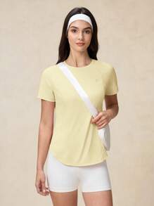 OutZeal SunProof UPF50+ 清凉防晒弧形下摆圆领T恤（女款） - 黃色 - 查看 7