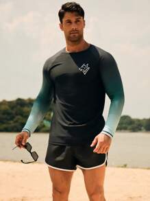Manfinity VDAYZ Men Ombre Long Sleeve Rashguard, UV Protection Swimwear