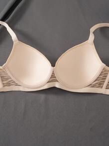 SHEIN 3件装女士纯色斑马纹蕾丝聚拢文胸（带钢圈） - 彩色 - 查看 4