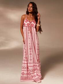 Athîral 度假休闲印花长款吊带裙