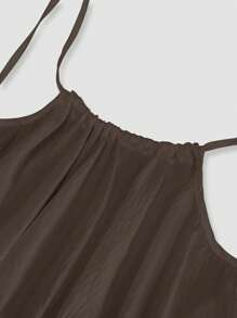 INAWLY Plus Size Women Open Back Loose Casual Tank Dress - Coffee Brown - View 4