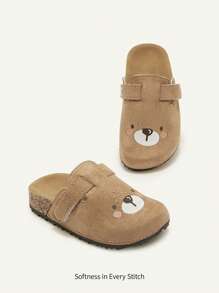 Cozy Pixies 休闲轻便百搭棕色泰迪熊图案可爱一脚蹬平底婴儿拖鞋，适合春夏季 - 棕色 - 查看 6