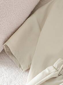 2 件套男童梭织短袖衬衫和短裤，韩版时尚休闲套装 - 杏色 - 查看 8