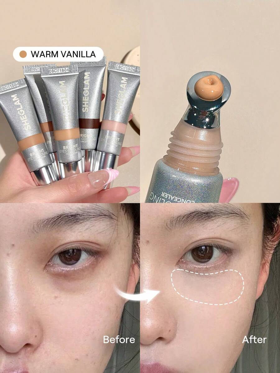 SHEGLAM 明亮眼睛涼爽遮瑕膏-溫暖香草涼爽金屬塗抹器啞光液體遮瑕膏持久遮瑕亮澤色彩校正輕盈超保濕遮瑕膏遮瑕膏 品牌 美容 化妝 化妝品 適合女性與女孩 完美搭配夏季春季 Y2K 時尚 流行 生日 母親節禮物 假期 派對準備就緒 最佳顏色 - Warm Vanilla - 查看 1