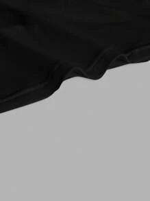 SHEIN EZwear 休闲系带露背无袖修身吊带背心，适合夏季穿着，蝴蝶结装饰，蝴蝶结肩带，返校季必备单品，白色露脐紧身细肩带背心，适合大码女性，夏季 - 黑色 - 查看 3