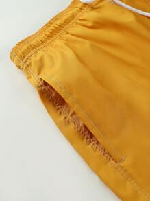 男士夏季海滩度假随机菠萝印花衬衫和短裤套装 - 黃色 - 查看 7