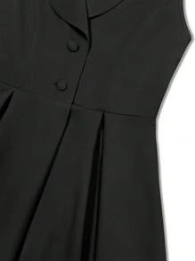 Franclia Women's Mint Green Collared Sleeveless Fitted Dress, Summer - Black - View 7