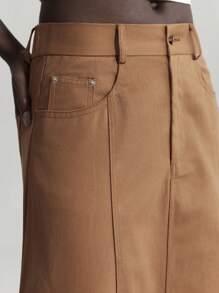 Ontre Chân váy xòe chữ A đơn giản màu mơ bốn mùa dành cho nữ, thích hợp mặc hàng ngày, phong cách cổ điển retro đơn giản, đi làm thành thị, thanh lịch và đơn giản. - màu nâu - Xem 6