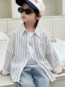 Dazy Kids 小男孩梭織條紋長袖襯衫 - 彩色 - 查看 9