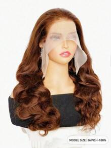 Tóc giả bằng tóc thật màu nâu sô cô la 13x6, tóc giả màu thu, tóc giả uốn xoăn, tóc giả nhổ sẵn - S4 - Xem 2