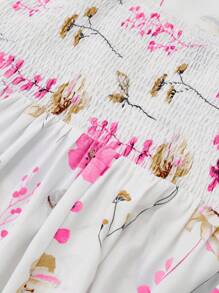 Franclia 大码女式碎花雪纺连衣裙和透明开衫两件套，优雅夏日装 - 粉色 - 查看 5