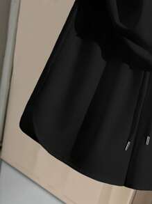 INAWLY 2pcs/Set Women Casual Raglan Sleeve Loose Short Sleeve Top - Black - View 7