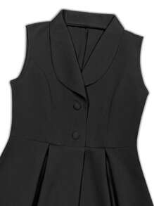 Franclia Women's Mint Green Collared Sleeveless Fitted Dress, Summer - Black - View 5